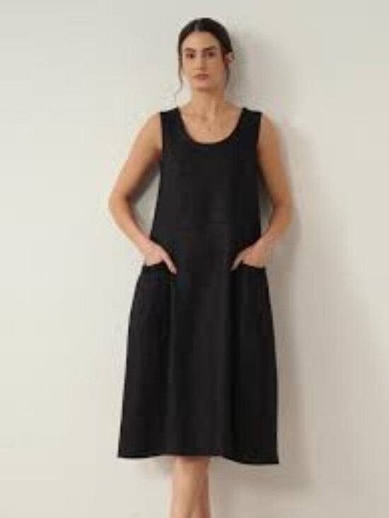 Lintico Dresses & Skirts - Lintico Black 100% Linen Swing Beach Tank midi Dress GIANA size XXL/XL